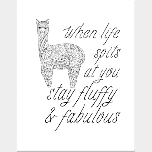 Lispe Alpaca Llama Vicuna Guanaco Stay Fluffy & Fabulous Posters and Art